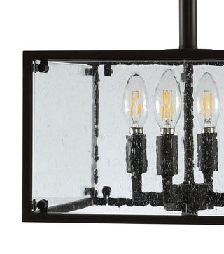 Lums 13" 4-Light Iron/Seeded Glass Rustic Farmhouse LED Flush Mount