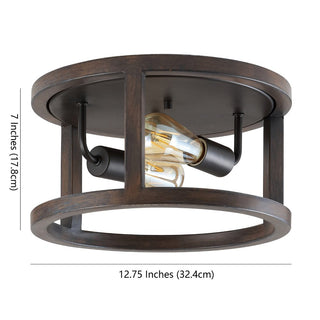 Mariam 12.75" 2-Light Iron Rustic Industrial LED Flush Mount