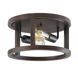 Mariam 12.75" 2-Light Iron Rustic Industrial LED Flush Mount