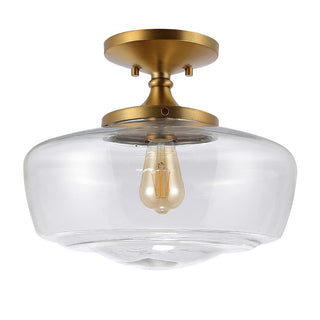 Abukamu 14" Glass/Iron Farmhouse Modern LED Flush Mount