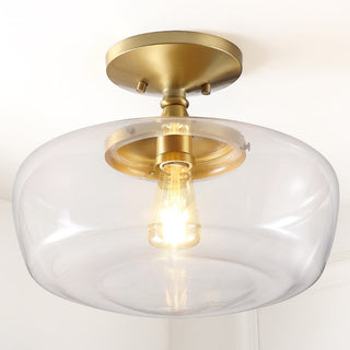 Abukamu 14" Glass/Iron Farmhouse Modern LED Flush Mount