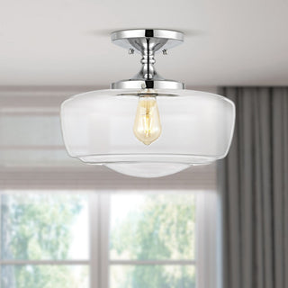 Abukamu 14" Glass/Iron Farmhouse Modern LED Flush Mount