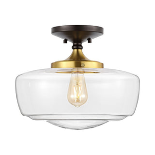 Abukamu 14" Glass/Iron Farmhouse Modern LED Flush Mount