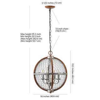 Comegys 16" 4-Light Adjustable Iron Rustic Industrial LED Pendant