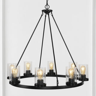 Mcguire Ring 33.5" Iron/Seeded Glass Bohemian Cottae LED Chandelier