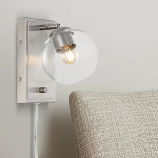 Pivoting 6" Minimalist Modern Plug-In or Hardwired Adjustable Iron LED Wall Sconce with Rotary Dimmer