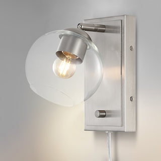 Pivoting 6" Minimalist Modern Plug-In or Hardwired Adjustable Iron LED Wall Sconce with Rotary Dimmer