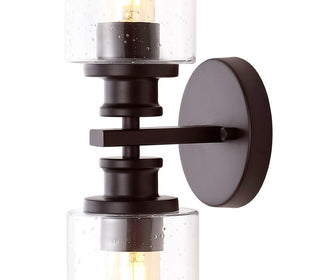 Spencer Edison 16.5" Cylinder Iron/Seeded Glass Farmhouse Contemporary LED Wall Sconce