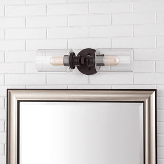 Spencer Edison 16.5" Cylinder Iron/Seeded Glass Farmhouse Contemporary LED Wall Sconce