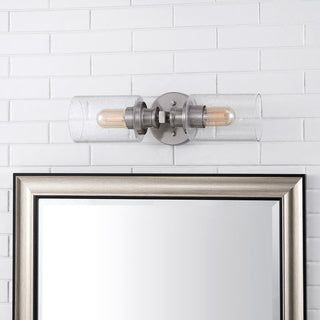 Spencer Edison 16.5" Cylinder Iron/Seeded Glass Farmhouse Contemporary LED Wall Sconce