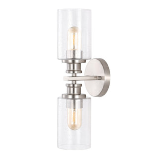 Spencer Edison 16.5" Cylinder Iron/Seeded Glass Farmhouse Contemporary LED Wall Sconce