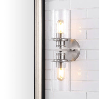 Spencer Edison 16.5" Cylinder Iron/Seeded Glass Farmhouse Contemporary LED Wall Sconce