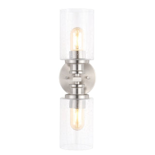 Spencer Edison 16.5" Cylinder Iron/Seeded Glass Farmhouse Contemporary LED Wall Sconce