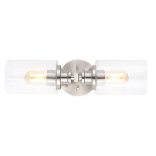 Spencer Edison 16.5" Cylinder Iron/Seeded Glass Farmhouse Contemporary LED Wall Sconce