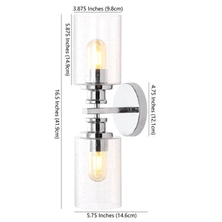 Spencer Edison 16.5" Cylinder Iron/Seeded Glass Farmhouse Contemporary LED Wall Sconce