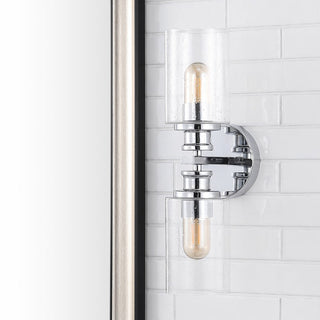 Spencer Edison 16.5" Cylinder Iron/Seeded Glass Farmhouse Contemporary LED Wall Sconce