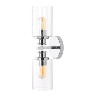 Spencer Edison 16.5" Cylinder Iron/Seeded Glass Farmhouse Contemporary LED Wall Sconce