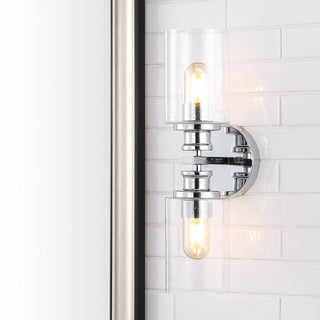 Spencer Edison 16.5" Cylinder Iron/Seeded Glass Farmhouse Contemporary LED Wall Sconce