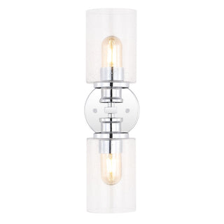 Spencer Edison 16.5" Cylinder Iron/Seeded Glass Farmhouse Contemporary LED Wall Sconce