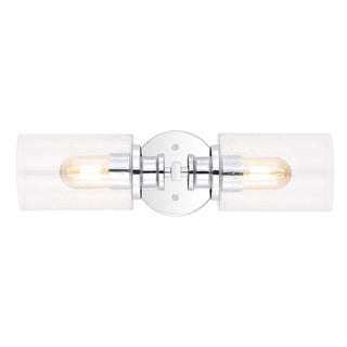 Spencer Edison 16.5" Cylinder Iron/Seeded Glass Farmhouse Contemporary LED Wall Sconce