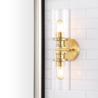 Spencer Edison 16.5" Cylinder Iron/Seeded Glass Farmhouse Contemporary LED Wall Sconce