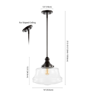 Meyer 14" Bohemian Farmhouse Iron/Glass LED Pendant