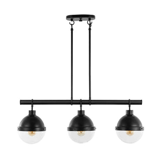 Asher 33" Industrial Farmhouse Iron/Glass Linear LED Pendant