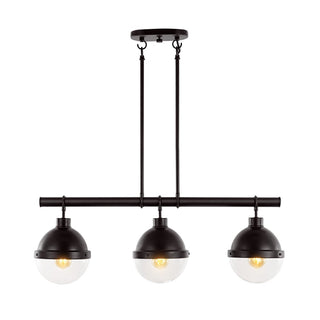 Asher 33" Industrial Farmhouse Iron/Glass Linear LED Pendant