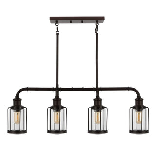 Pathson 34" Farmhouse Industrial Iron/Glass Linear LED Pendant