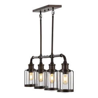 Pathson 34" Farmhouse Industrial Iron/Glass Linear LED Pendant