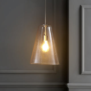 Cone 11.5" Mid-Century Modern Iron/Seeded Glass LED Pendant