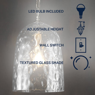 Haleigh 10" Industrial Designer Iron/Dimple Glass Dome LED Pendant