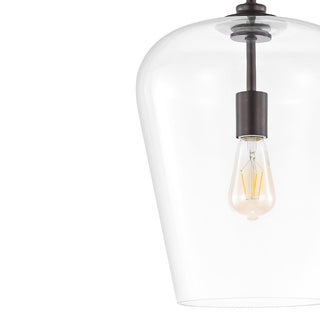 Solid 11.25" Industrial Farmhouse Iron/Glass LED Pendant