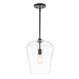 Solid 11.25" Industrial Farmhouse Iron/Glass LED Pendant