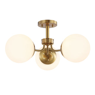 Geo 23.5" 3-Light Bohemian Farmhouse Iron/Frosted Glass LED Semi Flush Mount