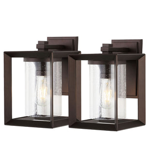 Shirley 7.25" Iron/Glass Modern Rustic Cube LED Outdoor Lantern