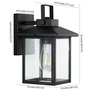 Donald 6.75" Iron/Seeded Glass Rustic Traditional Lantern LED Outdoor Lantern