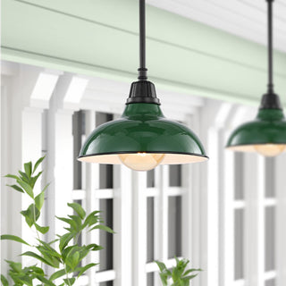 Antique 12.25" Farmhouse Industrial Indoor/Outdoor Iron LED Pendant