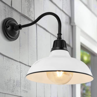 Flynix 12.25" Farmhouse Industrial Indoor/Outdoor Iron LED Gooseneck Arm Outdoor Sconce