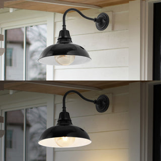 Flynix 12.25" Farmhouse Industrial Indoor/Outdoor Iron LED Gooseneck Arm Outdoor Sconce