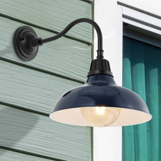 Flynix 12.25" Farmhouse Industrial Indoor/Outdoor Iron LED Gooseneck Arm Outdoor Sconce