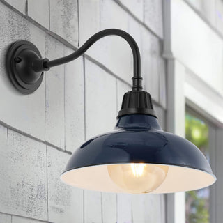 Flynix 12.25" Farmhouse Industrial Indoor/Outdoor Iron LED Gooseneck Arm Outdoor Sconce