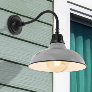 Flynix 12.25" Farmhouse Industrial Indoor/Outdoor Iron LED Gooseneck Arm Outdoor Sconce