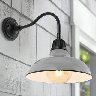 Flynix 12.25" Farmhouse Industrial Indoor/Outdoor Iron LED Gooseneck Arm Outdoor Sconce