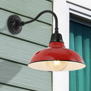 Flynix 12.25" Farmhouse Industrial Indoor/Outdoor Iron LED Gooseneck Arm Outdoor Sconce