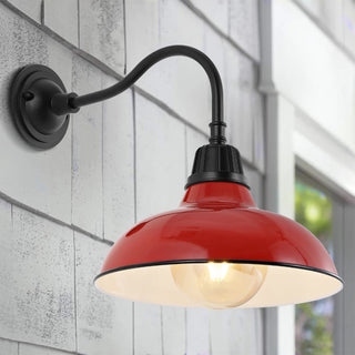 Flynix 12.25" Farmhouse Industrial Indoor/Outdoor Iron LED Gooseneck Arm Outdoor Sconce