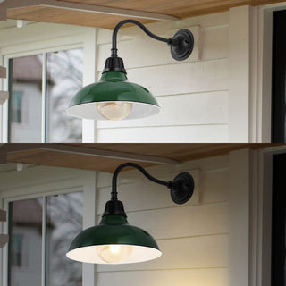 Flynix 12.25" Farmhouse Industrial Indoor/Outdoor Iron LED Gooseneck Arm Outdoor Sconce