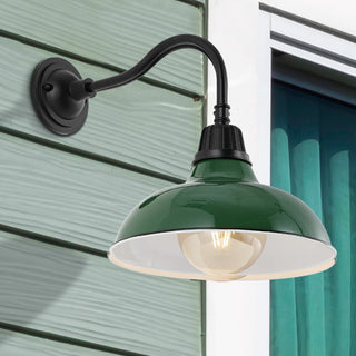 Flynix 12.25" Farmhouse Industrial Indoor/Outdoor Iron LED Gooseneck Arm Outdoor Sconce