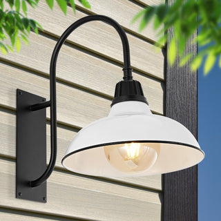 Carson 12.25" Farmhouse Industrial Indoor/Outdoor Iron LED Gooseneck Arm Outdoor Sconce