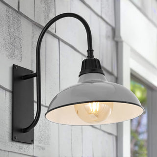 Carson 12.25" Farmhouse Industrial Indoor/Outdoor Iron LED Gooseneck Arm Outdoor Sconce